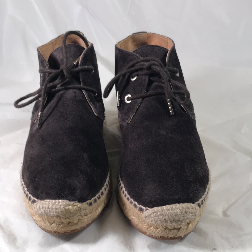 Rag & Bone New York Women’s Geneva Dark Brown Suede Platform Laced Espadrilles - Picture 2 of 10
